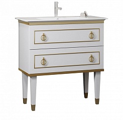  Мебель для ванной Порто 100 белый/золото – фотография-6